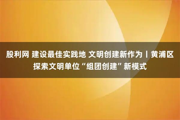 股利网 建设最佳实践地 文明创建新作为丨黄浦区探索文明单位“组团创建”新模式