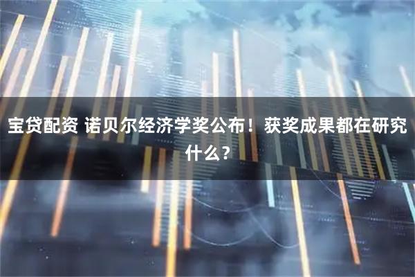 宝贷配资 诺贝尔经济学奖公布！获奖成果都在研究什么？